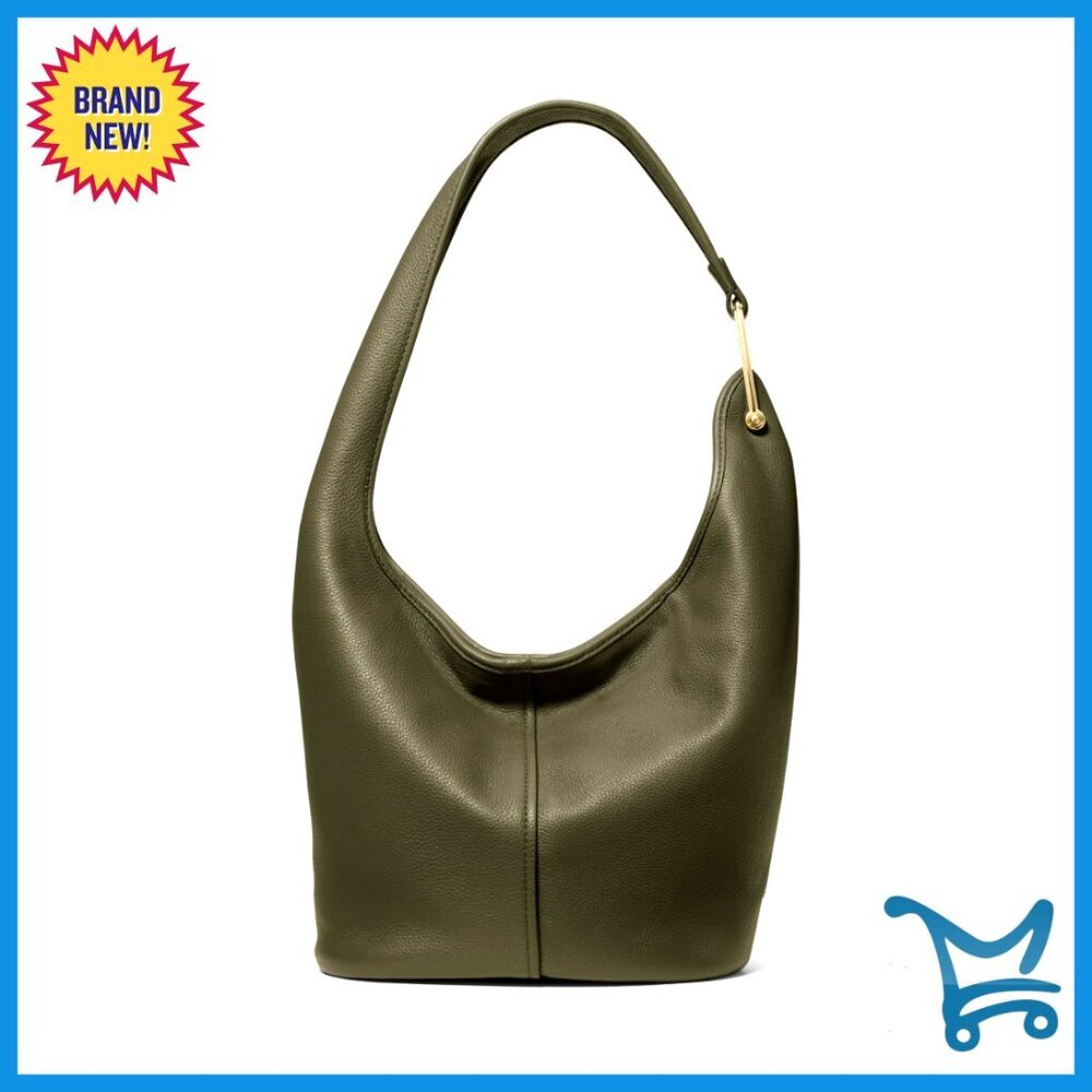 Medium Hobo Shoulder Bag with Gold Hardware, Suede Leather